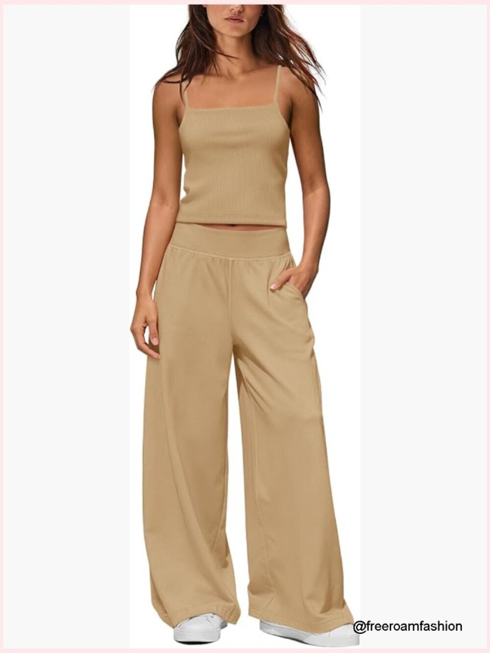 2 Piece Lounge Set Tank Top with Built in Bra and Pants with Pockets